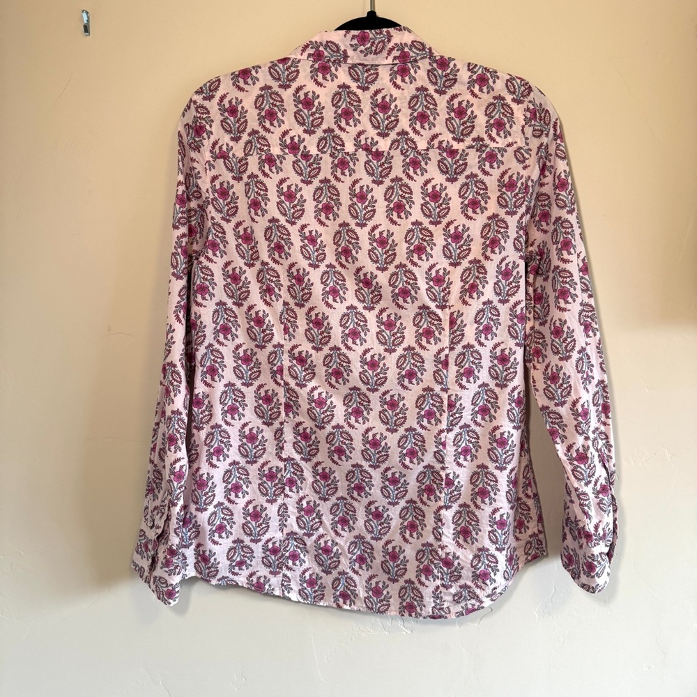 J.Crew Factory Floral Pink Button-Up Cotton Shirt - Picture 3 of 6